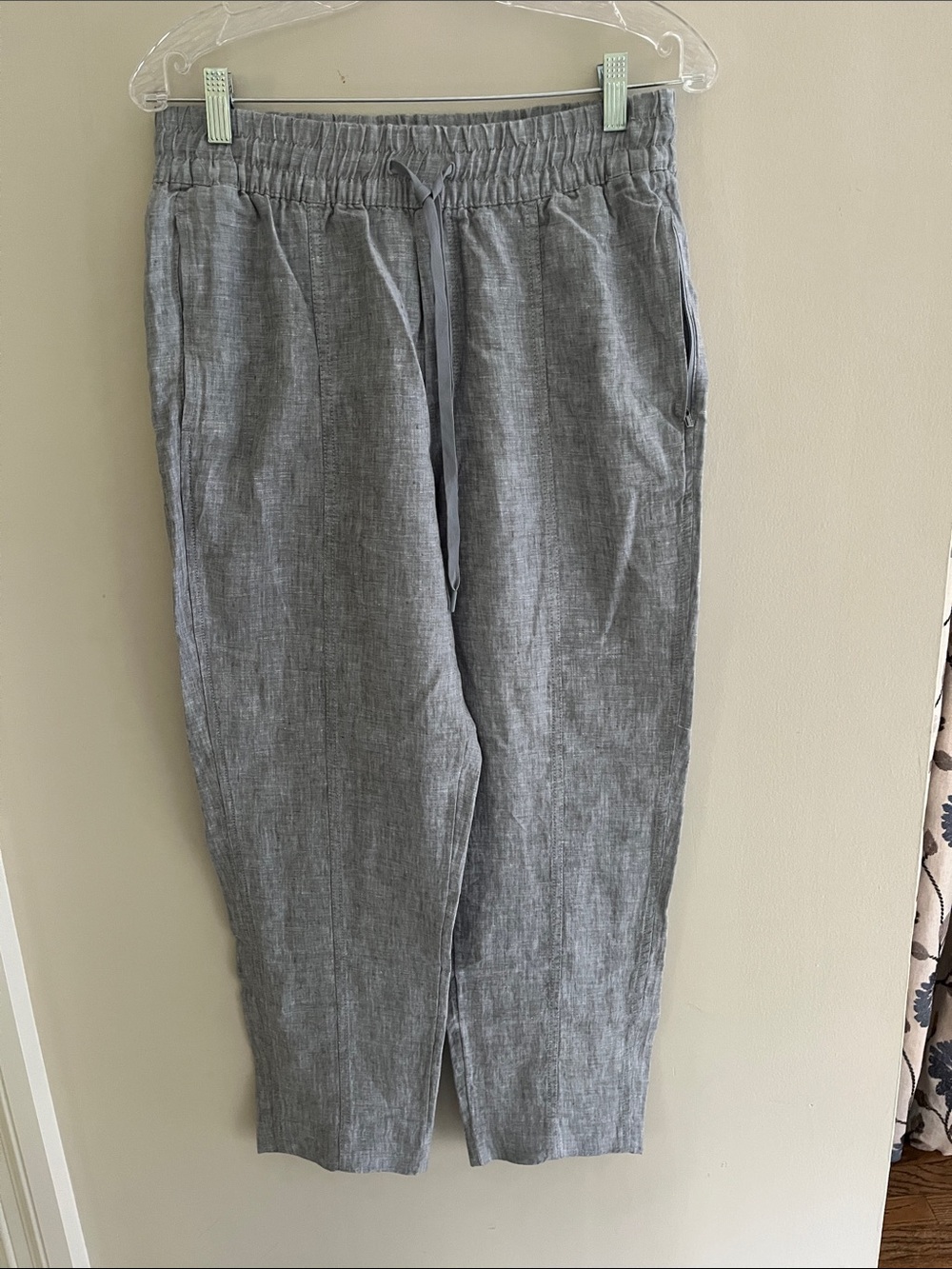 Womens Grey/Blue Elastic Waist Casual Pants